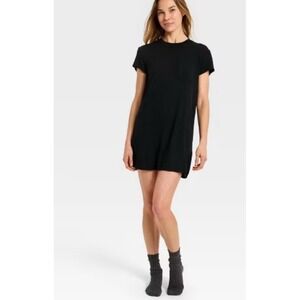 Women's Auden Cloud Knit Jersey Pajama T-shirt Dress Black Small Modal Sleepwear